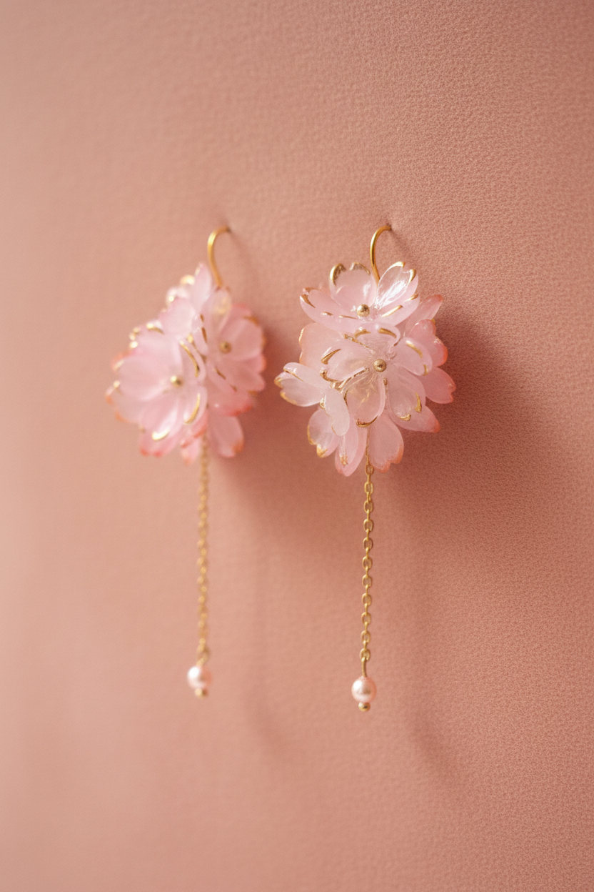 Boucles d'oreilles fleurs roses