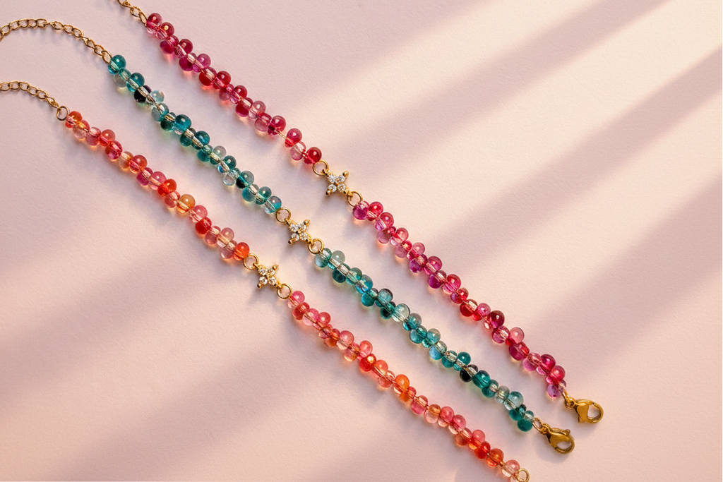 Bracelets Lisy fond rose poudré texturé