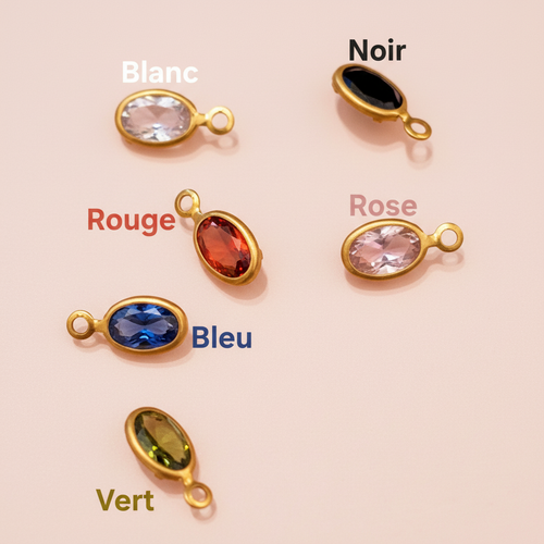 Charms ovales colorés fond rose poudré