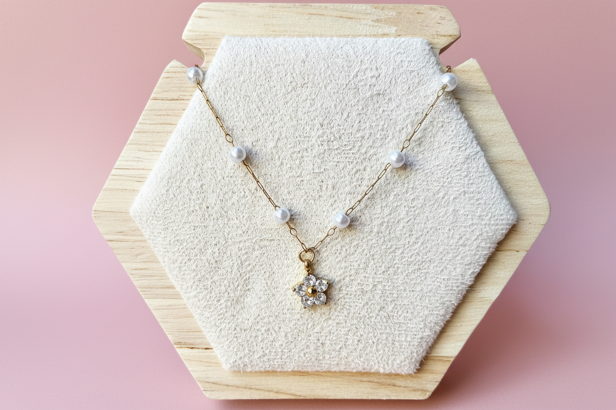 Collier 4 — fond rose poudré